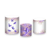 Trio de Capas de Cilindro - Borboleta Lilás Floral 025
