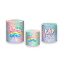 Trio de Capas de Cilindro - Brinquedo Pop it Arco-Íris Efeito Brilhos 010