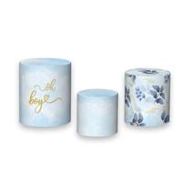 Trio de Capas de Cilindro - Chá de Bebê Oh Baby Azul Folhagens 038 Trio de Capas de Cilindro - Chá de Bebê Oh Baby Azul Folhagens 038