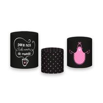 Trio de Capas de Cilindro - Chá de Cozinha ChalkBoard Rosa 012 Trio de Capas de Cilindro - Chá de Cozinha ChalkBoard Rosa 012