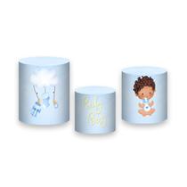 Trio de Capas de Cilindro - Chá de Fraldas Menino Azul 042 Trio de Capas de Cilindro - Chá de Fraldas Menino Azul 042