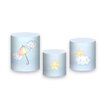 Trio de Capas de Cilindro - Chuva de Amor Aquarela Azul 002 Trio de Capas de Cilindro - Chuva de Amor Aquarela Azul 002