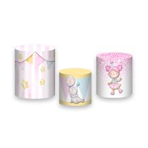 Trio de Capas de Cilindro - Circo Rosa Aquarela Foca 028 Trio de Capas de Cilindro - Circo Rosa Aquarela Foca 028