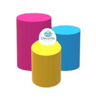Trio de Capas de Cilindro Decoração de Festas PINK CELESTE E AMARELO
