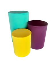 Trio de Capas de Cilindro Decoração de Festas TIFANY ROXO E AMARELO