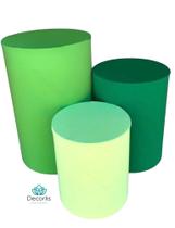 Trio de Capas de Cilindro Decoração de Festas VERDE LIMÃO VERDE BANDEIRA E VERDE ABACATE - DECORLIS