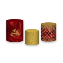 Trio de Capas de Cilindro - Dia Dos Namorados Dourado e Vermelho 072 Trio de Capas de Cilindro - Dia Dos Namorados Dourado e Vermelho 072