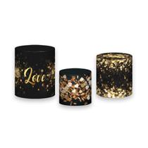 Trio de Capas de Cilindro - Dia dos Namorados Preto e Dourado 053