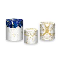 Trio de Capas de Cilindro - Efeito Geométrico Floral Azul 024