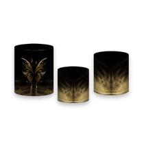 Trio de Capas de Cilindro - Efeito Glitter Asas Douradas 019