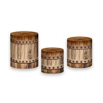 Trio de Capas de Cilindro - Efeito Madeira Ripas Marrom Claro 033