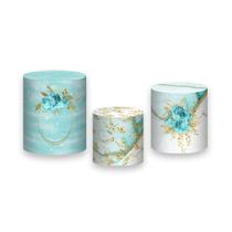 Trio de Capas de Cilindro - Efeito Mármore com Flores 060