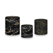 Trio de Capas de Cilindro - Efeito Mármore Preto Com Cinza 090 Trio de Capas de Cilindro - Efeito Mármore Preto Com Cinza 090