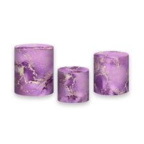 Trio de Capas de Cilindro - Efeito Mármore Roxo com Dourado 073