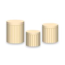 Trio de Capas de Cilindro - Efeito Ripado Madeira Liso Amarelo Pastel 028