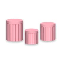 Trio de Capas de Cilindro - Efeito Ripado Madeira Liso Rosa 025