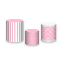 Trio de Capas de Cilindro - Estampa Rosa e Branco 010 Trio de Capas de Cilindro - Estampa Rosa e Branco 010
