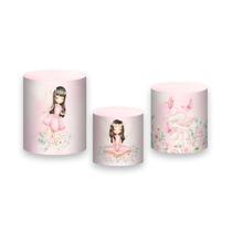 Trio de Capas de Cilindro - Fada Morena Cogumelo com Flores 009
