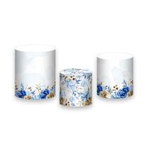 Trio de Capas de Cilindro - Floral Azul 080