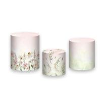 Trio de Capas de Cilindro - Floresta Rosada com Flores 086