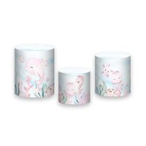 Trio de Capas de Cilindro - Fundo do Mar Rosa com Bege 022