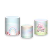 Trio de Capas de Cilindro - Jardim de Cogumelos em Tons Pastéis 044