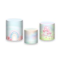 Trio de Capas de Cilindro - Jardim de Cogumelos em Tons Pastéis 045