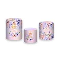 Trio de Capas de Cilindro - Jardim Rosa e Lilás com Meninas Loira 038