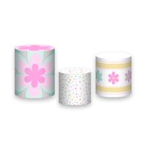 Trio de Capas de Cilindro - Margaridas Simplificadas Tons Pastéis 067 Trio de Capas de Cilindro - Margaridas Simplificadas Tons Pastéis 067