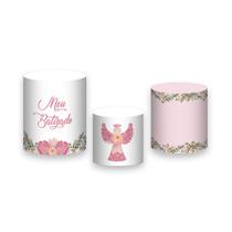 Trio de Capas de Cilindro - Meu Batizado Anjinho Floral 013