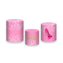 Trio de Capas de Cilindro - Princesa 15 Anos Efeito Glitter Pink 027