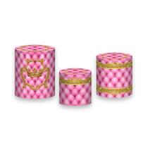 Trio de Capas de Cilindro - Realeza Capitonê Rosa Suave e Dourado 037 Trio de Capas de Cilindro - Realeza Capitonê Rosa Suave e Dourado 037