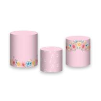 Trio de Capas de Cilindro - Santa Cecilia Flores Rosa 010