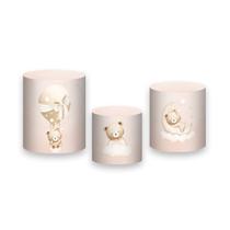 Trio de Capas de Cilindro - Ursinha Baloeira Com Laço Bege 069