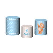 Trio de Capas de Cilindro - Ursinho Cute Azul Claro 034