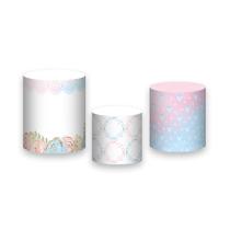 Trio de Capas de Cilindro - Ursinhos Cute Azul e Rosa Aquarela 037