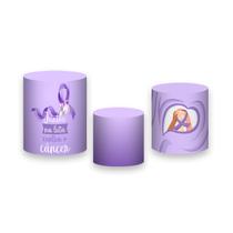 Trio de Capas de Cilindro - Venci o Câncer Roxo 016 Trio de Capas de Cilindro - Venci o Câncer Roxo 016