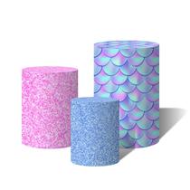 Trio de Capas Para Cilindro Escamas de Sereia Glitter Azul e Rosa Brilho