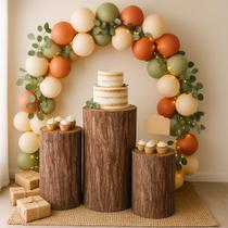 Trio de Capas para Cilindro Festa Tronco de Madeira Tecido Helanca Sublimado, Ajustável, Kit 3 Tam Trio de Capas para Cilindro Festa Tronco de Madeira Tecido Helanca Sublimado, Ajustável, Kit 3 Tam