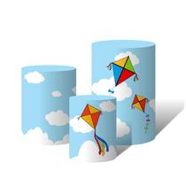 Trio de Capas Para Cilindro Pipas Coloridas Céu Azul e Nuvens C/ Elástico