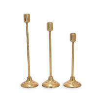 Trio de castical em metal dourado mart