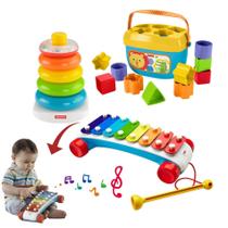Trio De Clássicos Fisher-price Xilofone, Piramide E Balde