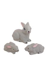 Trio de Coelhos Lebre de porcelana miniaturas enfeite