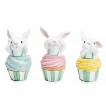 Trio de Coelhos Sábios Decorativo Páscoa Cupcake Cego Surdo e Mudo em Poliresina 14cm 1065111 - Cromus Trio de Coelhos Sábios Decorativo Páscoa Cupcake Cego Surdo e Mudo em Poliresina 14cm 1065111 - Cromus