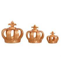 Trio De Coroas Imperial Em Cerâmica Decorativa Dourada