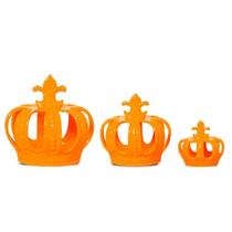 Trio De Coroas Imperial Em Cerâmica Decorativa Laranja