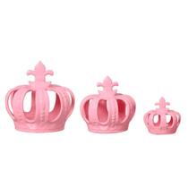 Trio De Coroas Imperial Em Cerâmica Decorativa Rosa