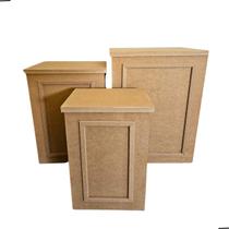 Trio de Cubo Decorativo para Festas Moldura Mdf Cru Dobrável Compacto