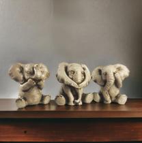 Trio De Elefantes Cego Surdo E Mudo Estatueta Decorativo em Resina - Dr Decorações