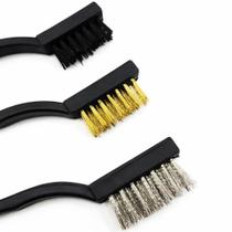 Trio de Escovas Cerdas em Aço Cabo Plástico Jogo com 3 Peças 8AG EDA